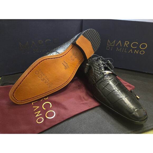 Marco Di Milano Fitipaldi Olive Genuine Alligator Skin Derby Dress Shoes Us 12M main image 10